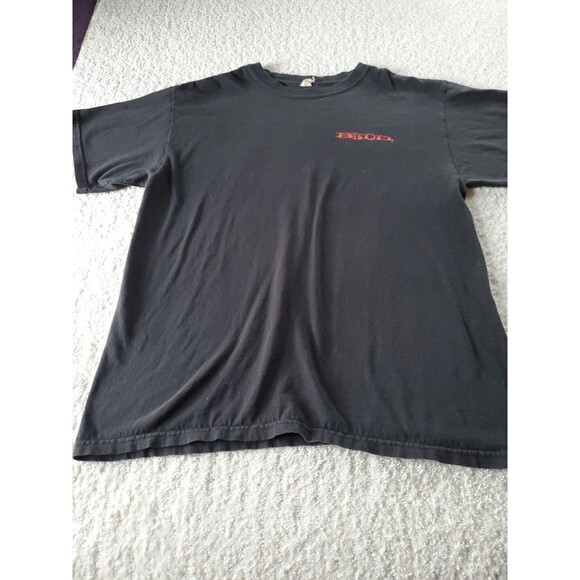 Blood Large Cotton Black Logo Sun Faded Short Layer Sleeve Tee Shirt - Picture 1 of 10